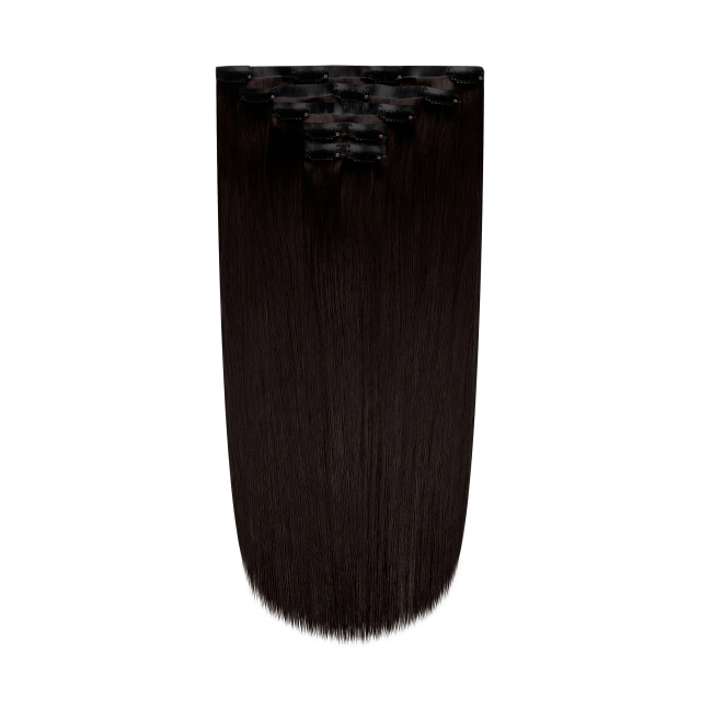 Włosy naturalne doczepiane Seria MAGIC Bezszwowe Ukryte Clip In 40cm 90 gram - Kolor #1B Ciemny Brąz