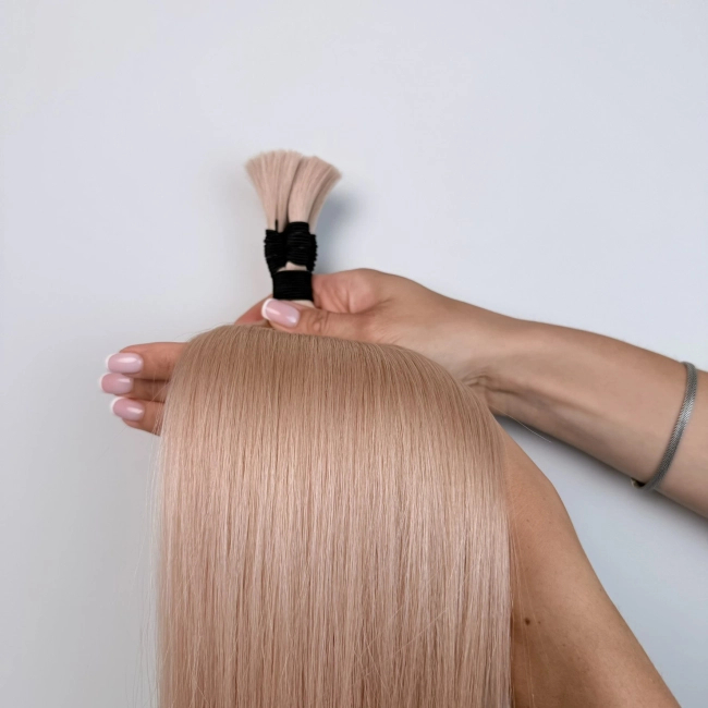 Włosy naturalne doczepiane Seria MAGIC Surowa kitka 60cm 25g - Kolor #18A Perłowy Blond