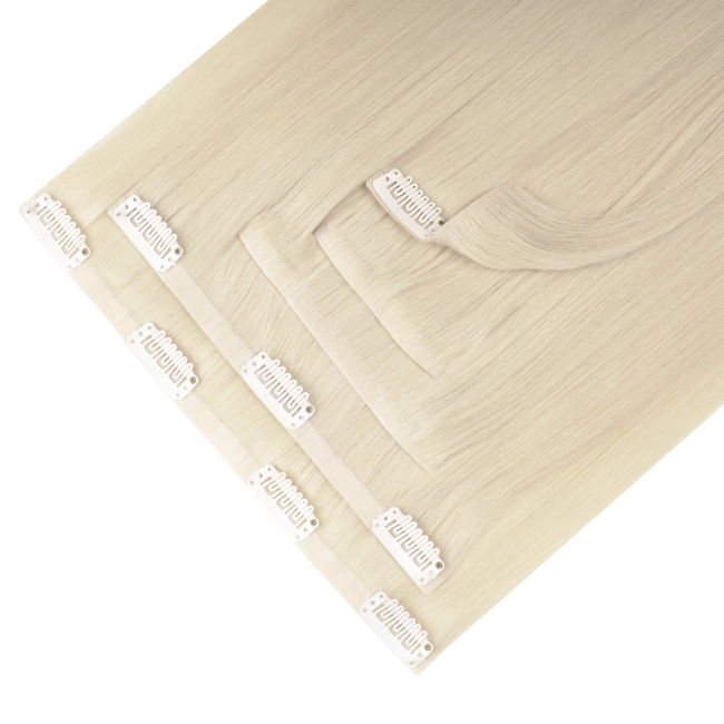 Włosy naturalne doczepiane Seria MAGIC Bezszwowe Ukryte Clip In 40cm 90 gram - Kolor #1001 Platynowy Blond