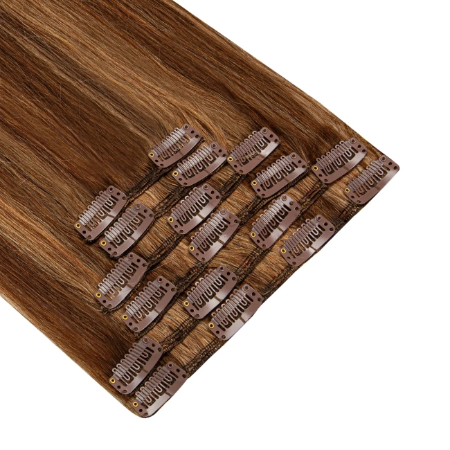Włosy naturalne doczepiane Clip In 40cm 120 gram - kolor #4/12 Baleyage