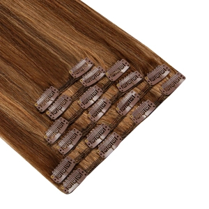 Włosy naturalne doczepiane Clip In 40cm 70 gram - kolor #4/12 Baleyage