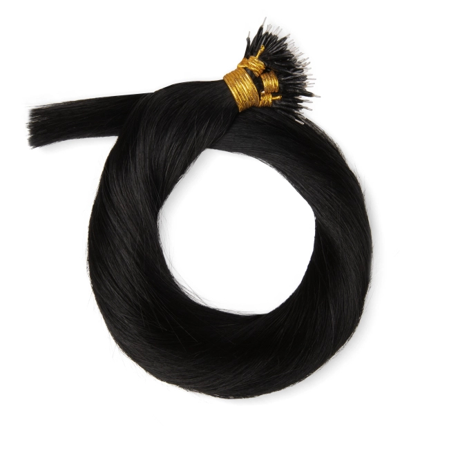 Włosy naturalne doczepiane na nano ringi 40cm 0,6g 20 sztuk  - kolor #1