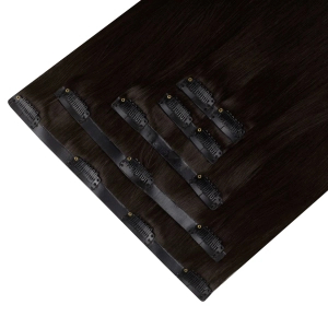 Włosy naturalne doczepiane Seria MAGIC Bezszwowe Ukryte Clip In 40cm 90 gram - Kolor #1B Ciemny Brąz