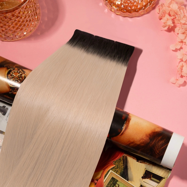 Włosy naturalne doczepiane Seria MAGIC Invisible Tape On 50cm - Kolor Ombre #2/#18A