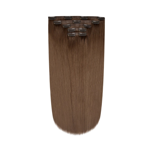 Włosy naturalne doczepiane Seria MAGIC Bezszwowe Ukryte Clip In 40cm 90 gram - Kolor #7 Naturalny Brąz