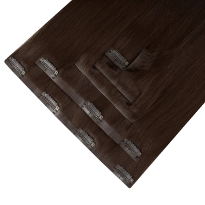 Włosy naturalne doczepiane Seria MAGIC Bezszwowe Ukryte Clip In 50cm 120 gram - Kolor #4 Średni Brąz