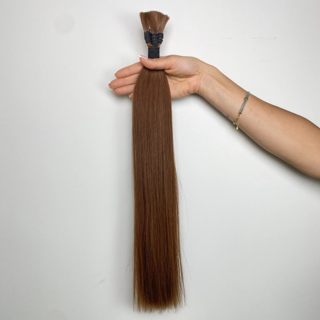 Włosy naturalne doczepiane Seria MAGIC Surowa kitka 50cm 25g - Kolor #4 Średni Brąz