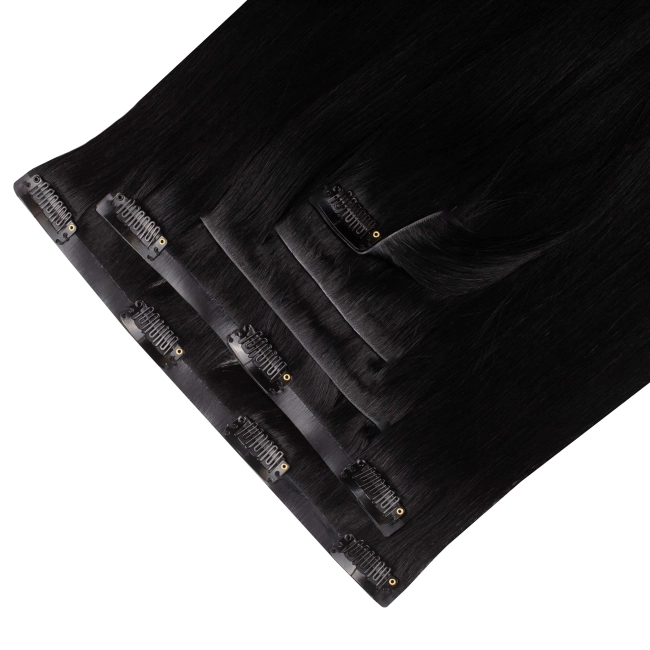 Włosy naturalne doczepiane Seria MAGIC Bezszwowe Ukryte Clip In 50cm 120 gram - Kolor #1 Czarny