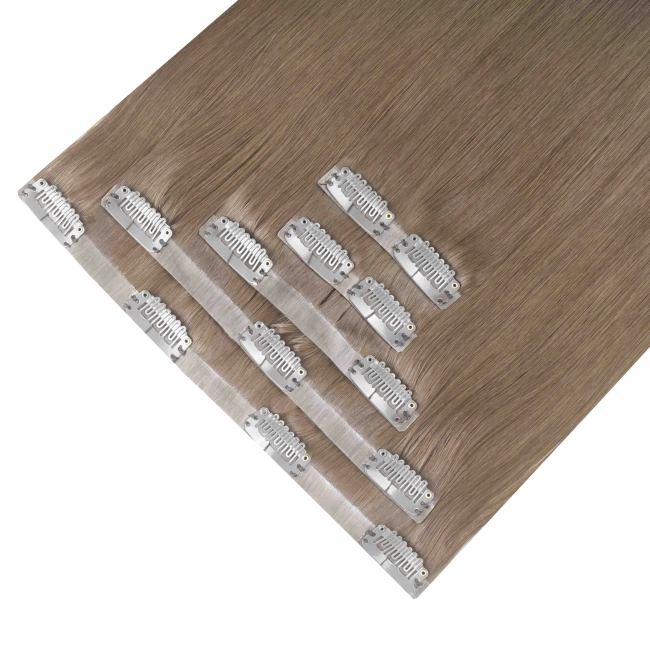 Włosy naturalne doczepiane Seria MAGIC Bezszwowe Ukryte Clip In 40cm 90 gram - Kolor #8 Kawa