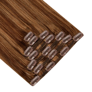 Włosy naturalne doczepiane Clip In 50cm 140 gram - kolor #4/12 Baleyage