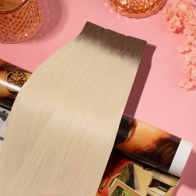 Włosy naturalne doczepiane Seria MAGIC Invisible Tape On 40cm - Kolor Ombre #7A/#613
