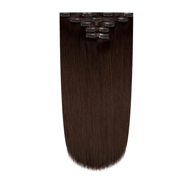 Włosy naturalne doczepiane Seria MAGIC Bezszwowe Ukryte Clip In 50cm 120 gram - Kolor #4 Średni Brąz