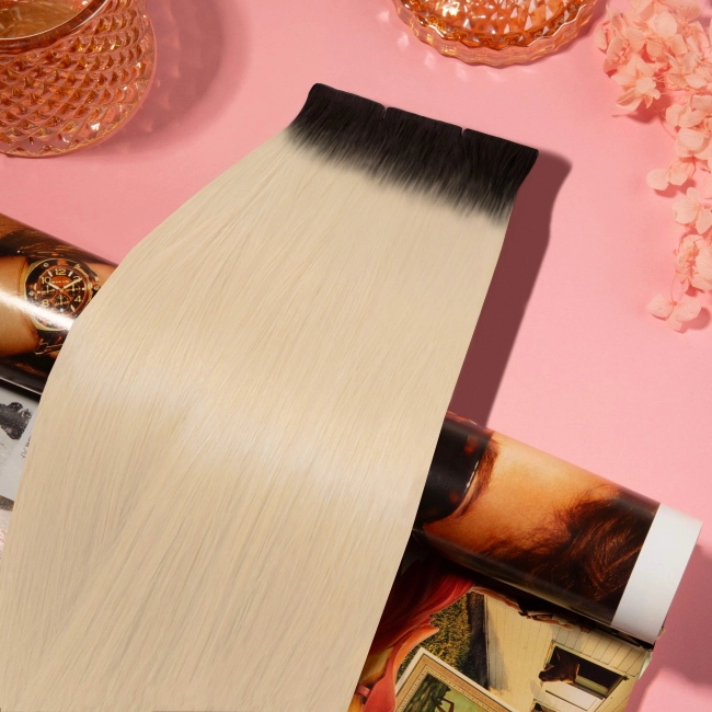 Włosy naturalne doczepiane Seria MAGIC Invisible Tape On 40cm - Kolor Ombre #2/#613