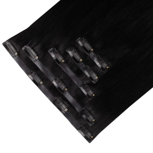 Włosy naturalne doczepiane Seria MAGIC Bezszwowe Ukryte Clip In 50cm 120 gram - Kolor #1 Czarny
