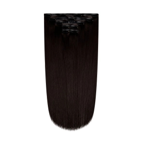 Włosy naturalne doczepiane Seria MAGIC Bezszwowe Ukryte Clip In 40cm 90 gram - Kolor #1B Ciemny Brąz