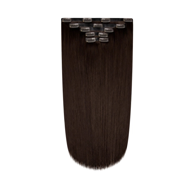 Włosy naturalne doczepiane Seria MAGIC Bezszwowe Ukryte Clip In 50cm 120 gram - Kolor #2 Brąz