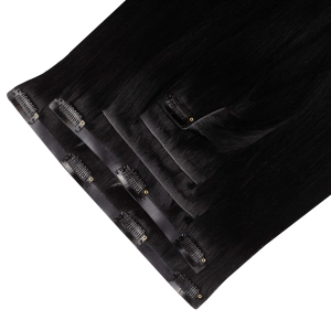 Włosy naturalne doczepiane Seria MAGIC Bezszwowe Ukryte Clip In 40cm 90 gram - Kolor #1 Czarny