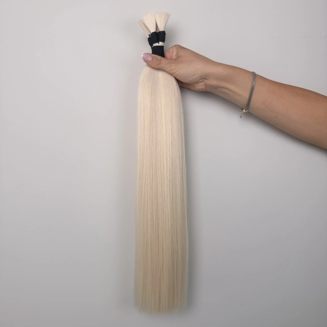 Włosy naturalne doczepiane Seria MAGIC Surowa kitka 50cm 25g - Kolor #1001 Platynowy Blond