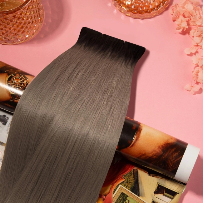 Włosy naturalne doczepiane Seria MAGIC Invisible Tape On 40cm - Kolor Ombre #1B/#8
