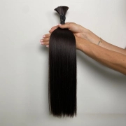 Włosy naturalne doczepiane Seria MAGIC Surowa kitka 60cm 25g - Kolor #1B Ciemny Brąz