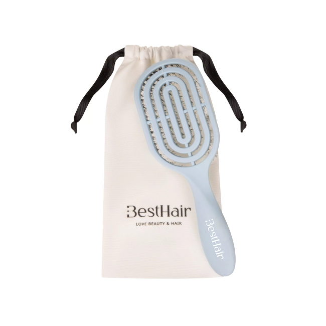 Szczotka BestHair pastelowa niebieska + etui